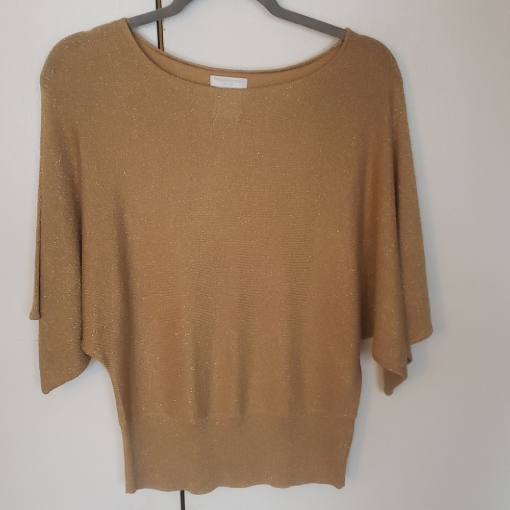 Shimmering gold boatneck blouse